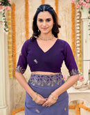 Dusty Purple Georgette Embroidery Saree
