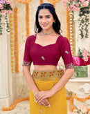 Yellow Georgette Embroidery Saree