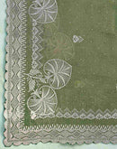 Olive Green Shimmer Embroidery Embellished Saree
