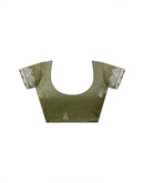 Olive Green Shimmer Embroidery Embellished Saree