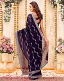 Dark Purple Shimmer Embroidery Embellished Saree