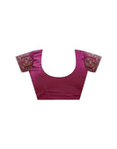 Rani Pink Georgette Stone Work Embellished Saree