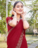 Red Georgette Stone Work Embellished Saree