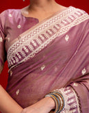 Dusty Purple Cotton Woven Printed Saree