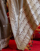Grey Cotton Woven Printed Saree
