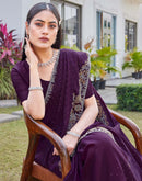 Wine Shimmer Stone Work Swarovski Saree