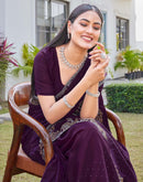 Wine Shimmer Stone Work Swarovski Saree