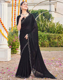 Black Georgette Stone Work Swarovski Saree