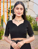 Black Georgette Stone Work Swarovski Saree