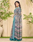 Beige Cotton Printed Saree