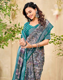 Beige Cotton Printed Saree