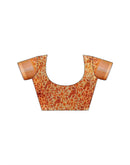 Peach Cotton Printed Saree