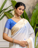 White Linen Woven Saree