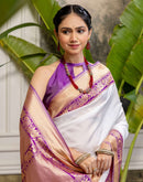 White Silk Woven Kanjivaram Saree