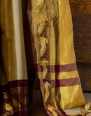 Khaki Silk Woven Kanjivaram Saree