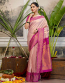 Pink Silk Woven Kanjivaram Saree