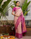 Pink Silk Woven Kanjivaram Saree