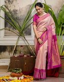 Pink Silk Woven Kanjivaram Saree