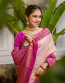 Pink Silk Woven Kanjivaram Saree