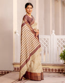Beige Silk Woven Kanjivaram Saree