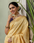 Cream Silk Woven Banarasi Saree