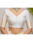 White Silk Woven Banarasi Saree