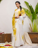 White Cotton Printed Saree