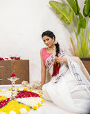 White Cotton Printed Saree