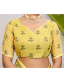 Yellow Cotton Printed Saree