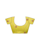 Lime Yellow Cotton Printed Saree