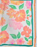 White Linen Floral Printed Saree