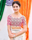 White Linen Printed Saree