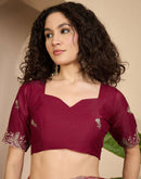 Dusty Rose Pink Shimmer Sequence  Embroidery Saree