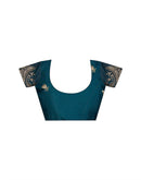 Dusty Teal Blue Shimmer Sequence  Embroidery Saree