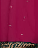 Rani Pink Chiffon Sequence  Embroidery Saree