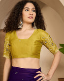 Purple Chiffon Sequence  Embroidery Saree