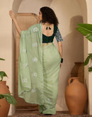 Light Mint Green Georgette Sequence Embroidery saree