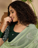 Light Mint Green Georgette Sequence Embroidery saree