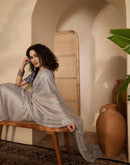 Beige Georgette Sequence Embroidery saree