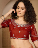 Peach Shimmer Tissue Sequence Embroidery saree