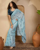 Sky Blue Shimmer Tissue Sequence Embroidery saree