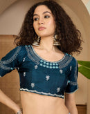 Sky Blue Shimmer Tissue Sequence Embroidery saree