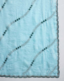 Sky Blue Shimmer Tissue Sequence Embroidery saree