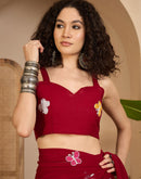 Maroon Georgette Embroidery saree