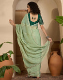 Pista Green Shimmer Chiffon Sequence Embroidery saree