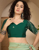 Pista Green Shimmer Chiffon Sequence Embroidery saree