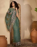 Sage Green Shimmer Sequence Embroidery Saree