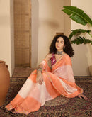 Light Peach Shimmer Georgette Sequence Lace saree
