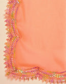 Light Peach Shimmer Georgette Sequence Lace saree