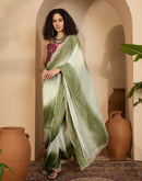 Olive Green Shimmer Georgette Sequence Lace saree